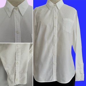 Eddie Bauer EUC Tailored Large White 100% Cotton Long Sleeved Shirt